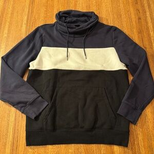 Men’s H&M Colorblock Cowl Neck Hoodie - Navy, Black & White - Size Medium